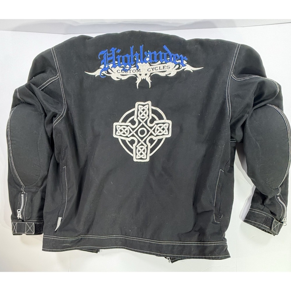 Highlander Custom Cycles Motorcycle Jacket Rocket Touring Padded Mens L